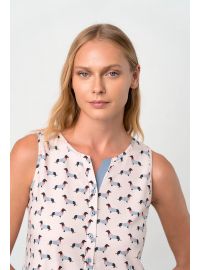 Γυναικείο νυχτικό Vamp - Αμάνικο - Ροζ - Print σκυλάκια