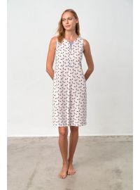 Γυναικείο νυχτικό Vamp - Αμάνικο - Ροζ - Print σκυλάκια