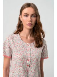 Γυναικείο νυχτικό Vamp - Κοντομάνικο - Κουμπάκια - Φλοράλ