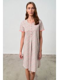 Γυναικείο νυχτικό Vamp - Κοντομάνικο - Κουμπάκια - Φλοράλ