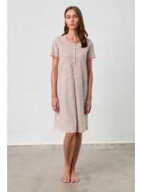 Γυναικείο νυχτικό Vamp - Κοντομάνικο - Κουμπάκια - Φλοράλ