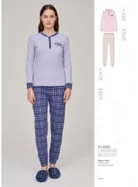 Γυναικεία πυτζάμα Noidinotte - Λιλά - Παντελόνι μωβ καρό