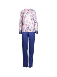 Γυναικεία Πυτζάμα Pink Label - Φλοράλ μπλούζα - Μπλε παντελόνι