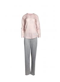 Γυναικεία Πυτζάμα Pink Label - Σομόν μπλούζα - Γκρι παντελόνι