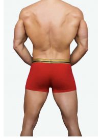 MED Ανδρικό boxer Leon - Κόκκινο - Χρυσό φαρδύ εξωτερικό λάστιχο