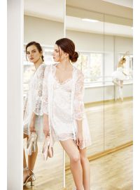 Νυφική ρόμπα Miss Rosy - Δαντέλα Ιβουάρ - Σατέν κορδέλα