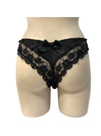 Γυναικείο Brazilian slip Lida - Μαύρο - Δαντέλα πίσω