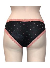 Γυναικείο slip Lida - Μαύρο πουά - Ροζ δαντέλα