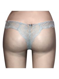 String slip Lida - Γαλάζια δαντέλα - Σατέν φιόγκο