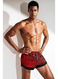 MED Ανδρικό Μαγιό Σορτς - MATRIX - Κόκκινο - Print