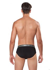 MED Ανδρικό Slip ALBIE - Ασημί/Μαύρο με φαρδύ εξωτερικό λάστιχο