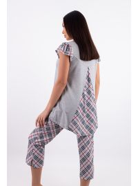 Γυναικεία πυτζάμα Claire Katrania - Κάπρι - Γκρι Καρό