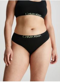 Γυναικείο String  Calvin Klein - Μαύρο Thong - Sunny Lime logo