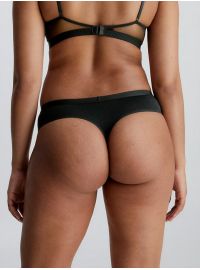 Γυναικείο String  Calvin Klein - Μαύρο Thong - Sunny Lime logo