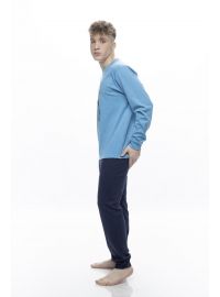 Ανδρική πυτζάμα Galaxy - Μπλε Ραφ -  Navy παντελόνι