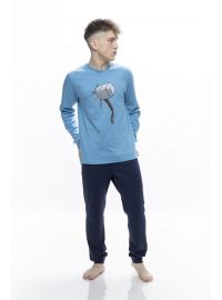 Ανδρική πυτζάμα Galaxy - Μπλε Ραφ -  Navy παντελόνι