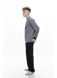 Ανδρική πυτζάμα Galaxy - Ριγέ -  Blue Black παντελόνι