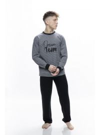 Ανδρική πυτζάμα Galaxy - Ριγέ -  Blue Black παντελόνι