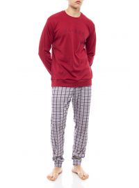 Ανδρική πυτζάμα Pink Label - Κόκκινο - Καρό παντελόνιΑνδρική πυτζάμα Pink Label - Κόκκινο - Καρό παντελόνι