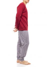 Ανδρική πυτζάμα Pink Label - Κόκκινο - Καρό παντελόνι
