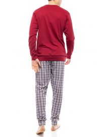 Ανδρική πυτζάμα Pink Label - Κόκκινο - Καρό παντελόνι