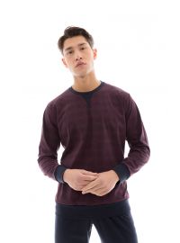 Ανδρική πυτζάμα Pink Label - Μπορντό καρό μπλούζα - Μπλε παντελόνι