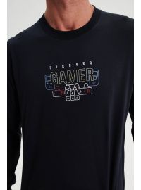 Ανδρική πυτζάμα Vamp - Μπλε - Gamer print - Homewear Set - Cotton