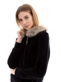 Γυναικεία Φόρμα Pink Label - Μαύρη - Ζακέτα με κουκούλα