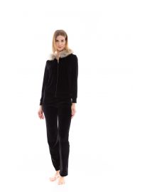 Γυναικεία Φόρμα Pink Label - Μαύρη - Ζακέτα με κουκούλα
