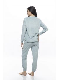 Γυναικεία πυτζάμα Galaxy - Βελουτέ - Βεραμάν - Πουά παντελόνι