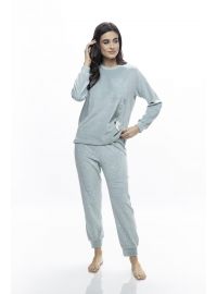 Γυναικεία πυτζάμα Galaxy - Βελουτέ - Βεραμάν - Πουά παντελόνι