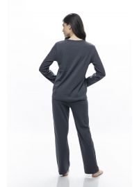 Γυναικεία πυτζάμα Galaxy - Γραφίτη - Βαμβακερή