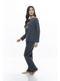 Γυναικεία πυτζάμα Galaxy - Γραφίτη - Βαμβακερή