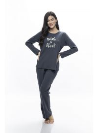Γυναικεία πυτζάμα Galaxy - Γραφίτη - Βαμβακερή