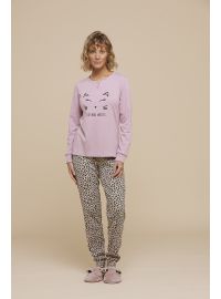 Γυναικεία πυτζάμα Noidinotte - Ροζ - Animal Print - Print Cat