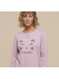 Γυναικεία πυτζάμα Noidinotte - Ροζ - Animal Print - Print Cat