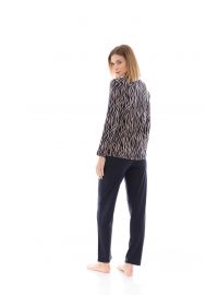 Γυναικεία Πυτζάμα Pink Label - Animal μπλούζα - Navy παντελόνι