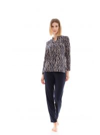 Γυναικεία Πυτζάμα Pink Label - Animal μπλούζα - Navy παντελόνι