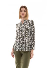 Γυναικεία Πυτζάμα Pink Label - Εμπριμέ μπλούζα - Λαδί παντελόνι