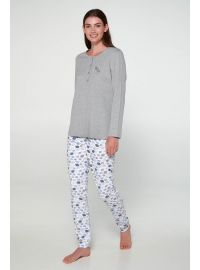 Γυναικεία Πυτζάμα Vamp - Γκρι - Print σκαντζόχοιρο - Cotton