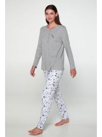 Γυναικεία Πυτζάμα Vamp - Γκρι - Print σκαντζόχοιρο - Cotton