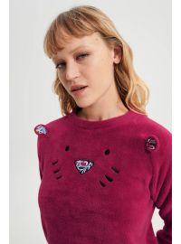 Γυναικεία Πυτζάμα Vamp - Ροζ Εμπριμέ - Βελουτέ