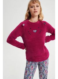 Γυναικεία Πυτζάμα Vamp - Ροζ Εμπριμέ - Βελουτέ