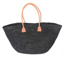 Τσάντα θαλάσσης Rock Club - Χειροποίητη Raffia - Μαύρη