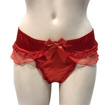 Γυναικείο String slip Lida - Σατέν κόκκινο - Διαφάνεια