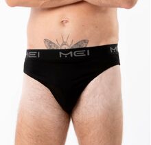 Ανδρικό slip MEI - Μαύρο - Cotton - Φαρδύ εξωτερικό λάστιχο