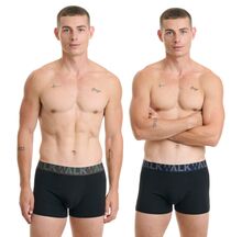 Ανδρικό boxer Walk - Μαύρο - Fashion λάστιχο με logo - 2 pack - Cotton - Regular Fit