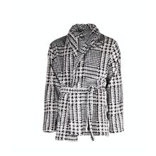 Ανδρική Ρόμπα Pink Label - Fleece - Μακρύ Μανίκι - Λευκό - Σχέδιο