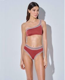 Lida Σετ Μαγιό - Bronze μπικίνι - Crop top με έναν ώμο - Ψηλόμεσο - Slip - Lycra - Regular Fit