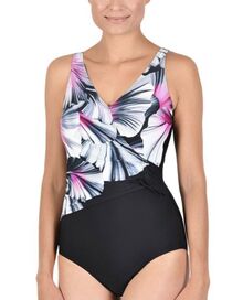 Γυναικείο ολόσωμο μαγιό Naturana - Κρουαζέ μαύρο - Plus size - Cup D E